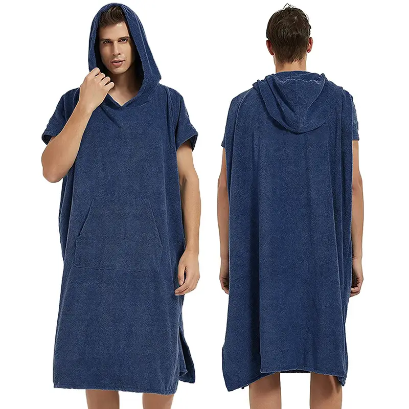 Microfiber Surf Poncho Robe SKU-07-Adult Sleeveless-Navy Blue 1 Microfiber Surf Poncho Robe SKU-07-Adult Sleeveless-Navy Blue