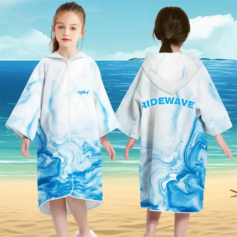 Suede Kids Hooded Towel SKU-13-Spliced Sleeve Style-Water Pattern (Recommended height 100_135cm) 1 Suede Kids Hooded Towel SKU-13-Spliced Sleeve Style-Water Pattern (Recommended height 100_135cm)