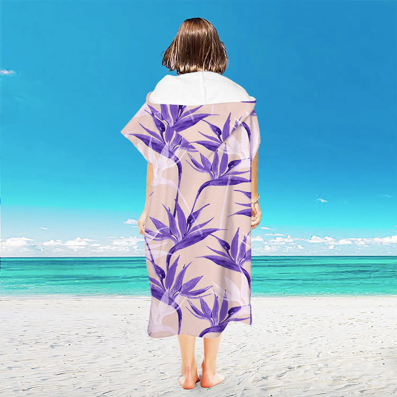 Microfiber Bathrobe Surf Poncho SKU-34-Purple Iris 1 Microfiber Bathrobe Surf Poncho SKU-34-Purple Iris