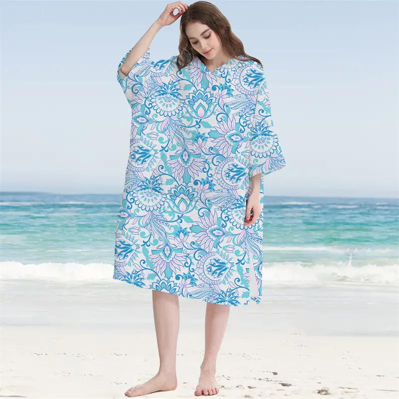 Microfiber Surf Poncho Changing Robe SKU-94-Pocket Style-Palace Flowers 1 Microfiber Surf Poncho Changing Robe SKU-94-Pocket Style-Palace Flowers