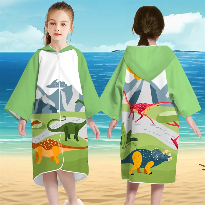 Suede Kids Hooded Towel SKU-09-Spliced Sleeve -Dinosaur Park (Recommended height 100_135cm) 1 Suede Kids Hooded Towel SKU-09-Spliced Sleeve -Dinosaur Park (Recommended height 100_135cm)